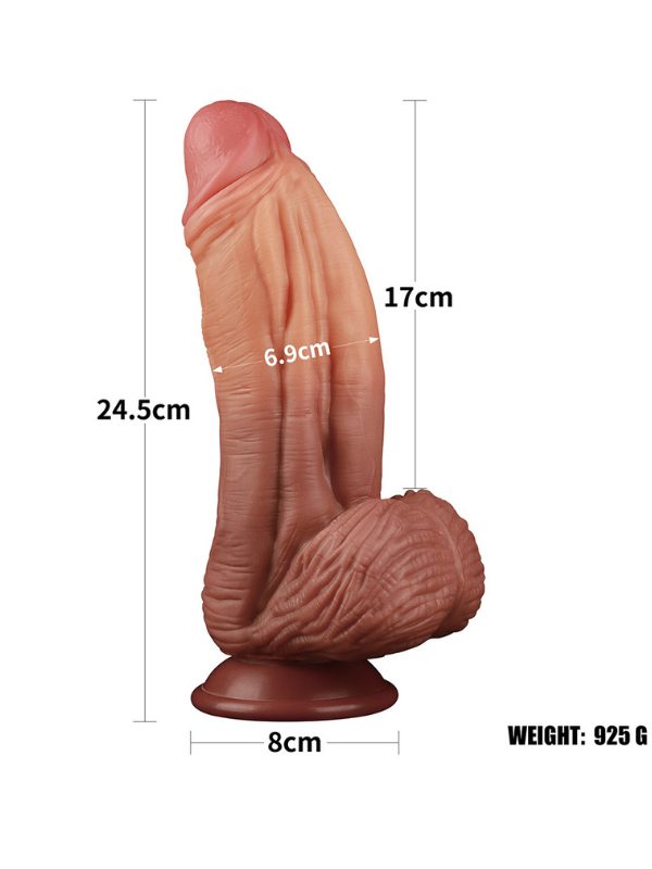 Lovetoy 10 İnç Dual layered Platinum Silicone Cock Dildo 5