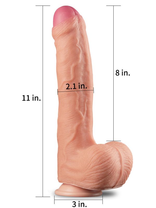 Lovetoy 11 İnç Dual Layer Platinum Silicone Cock 5