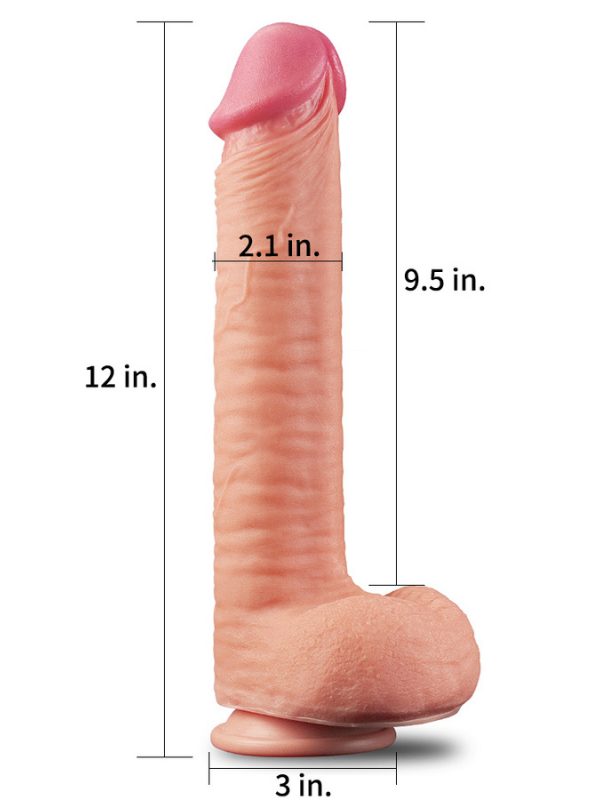 Lovetoy 12 İnç Dual Layered Platinum Silicone Cock Dildo 5