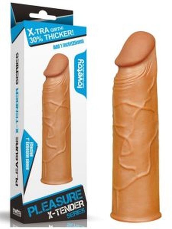 Lovetoy Add 1" Pleasure X Tender Penis Sleeve Brown 1