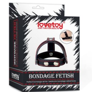 Lovetoy Bondage Fetish T-Style Leather Cockring With Ball Divider