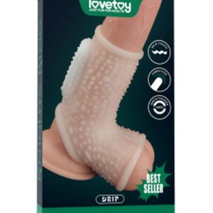 Lovetoy Vibrating Drip Knights Ring with Scrotum Sleeve (Beyaz)