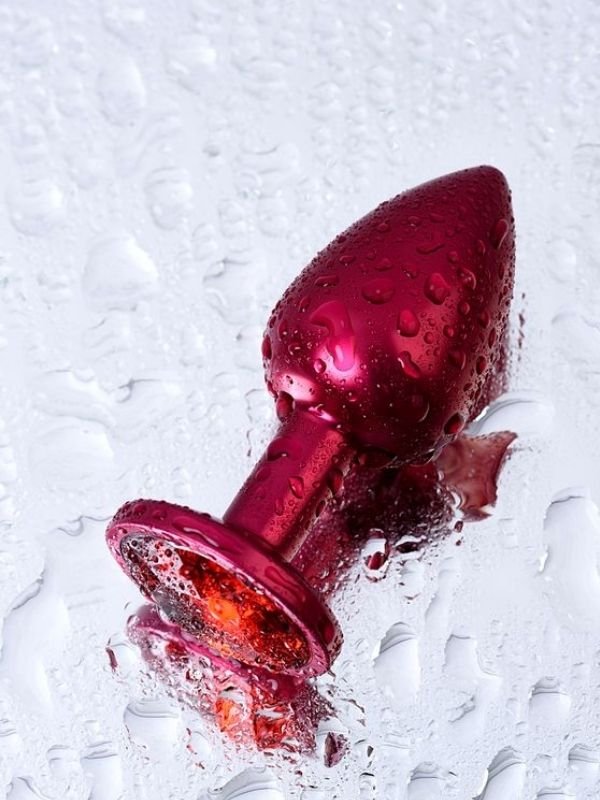 Metal Anal Plug, Metal, kırmızı, kırmızı kristalli, 7,2 cm, Ø2,8 cm, 50 g 5