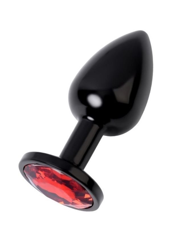 Metal Anal Plug, Metal, siyah, kırmızı kristalli, 7,2 cm, Ø2,8 cm, 50 g 1