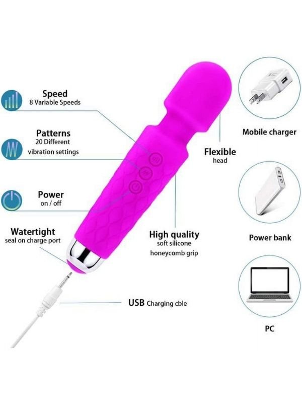 Mini Toy Wand Massager Şarjlı Vibratör - Pembe 2