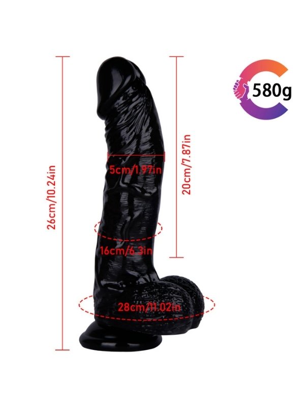 Noxxx 26cm Siyah Realistik Dildo 5