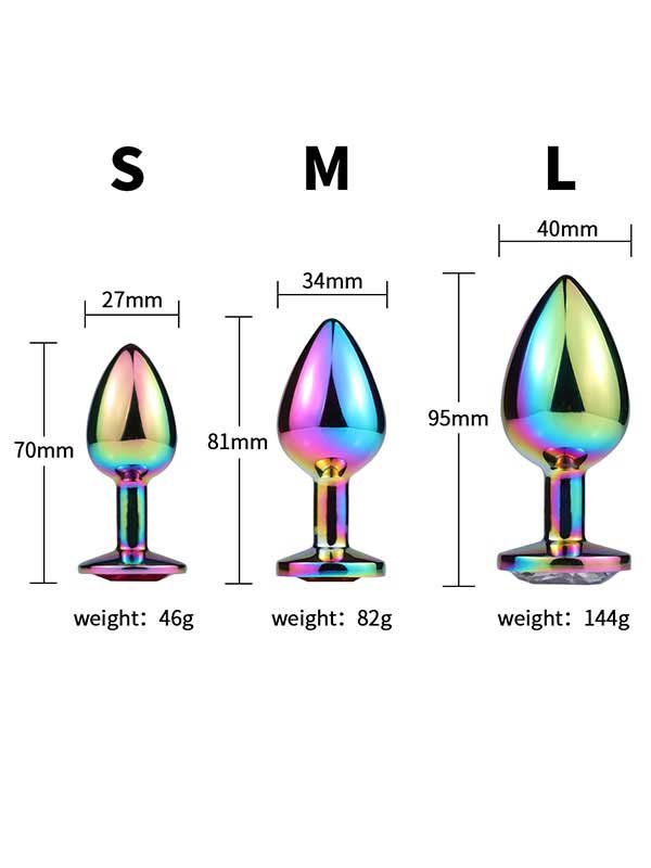 NOXXX Taşlı Çok Renkli Çelik Anal Plug - 3 Boy Set 2