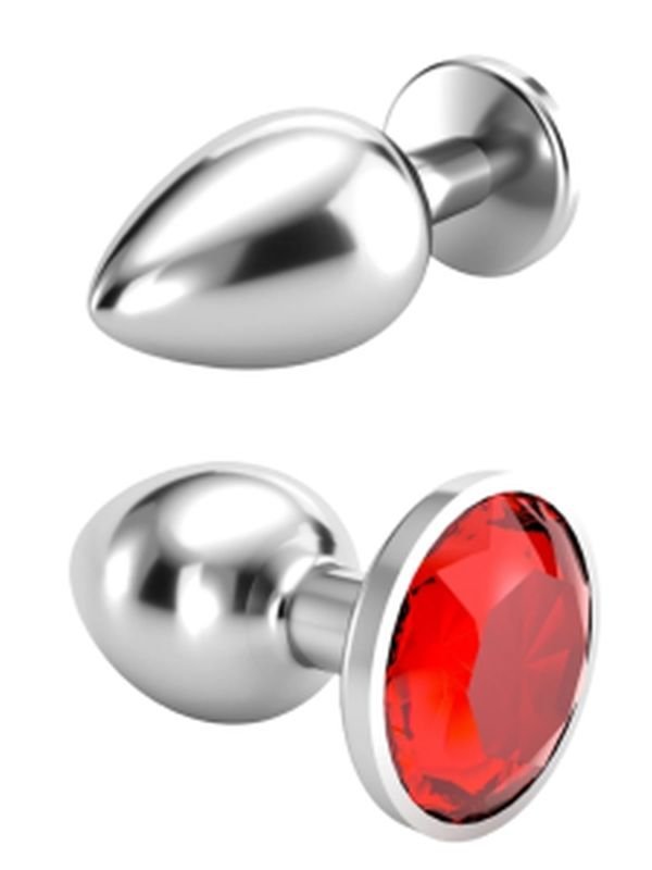 Paslanmaz Çelik Anal Plug Tıkaç Kırmızı Taşlı 4