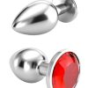 Paslanmaz Çelik Anal Plug Tıkaç Kırmızı Taşlı 9