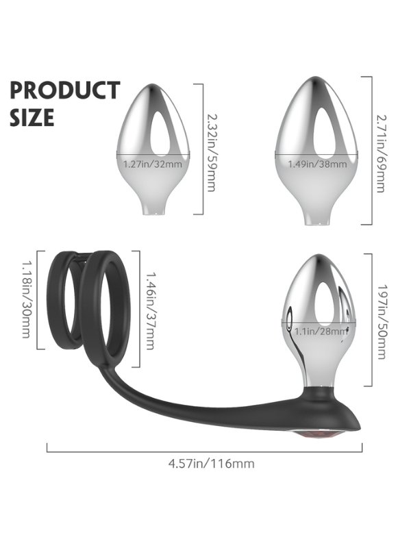 S-Hande Metal Anal Plug Seti ve Penis Halkası 2