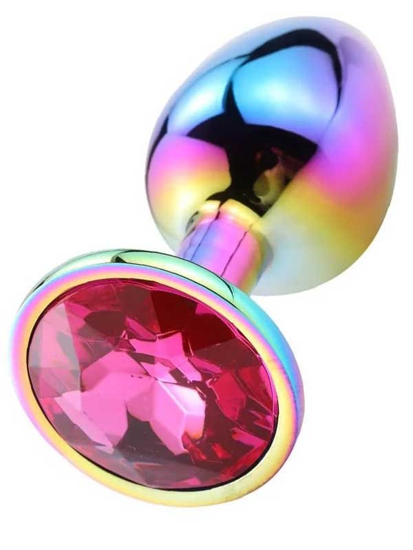 Taşlı Çok Renkli Çelik Anal Plug - Küçük Boy 1