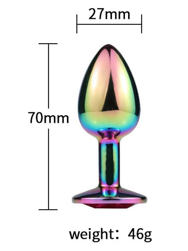 Taşlı Çok Renkli Çelik Anal Plug - Küçük Boy 2