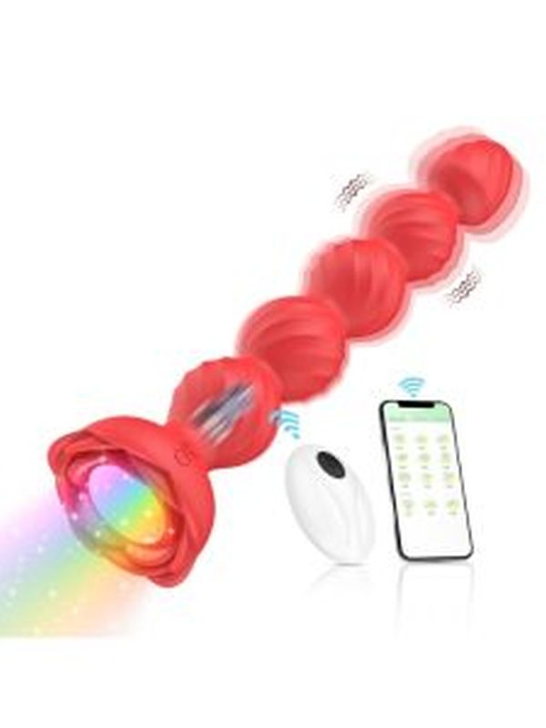 Telefon Kontrollü Haley Rose Pulled Beads Anal Plug – Kırmızı 1