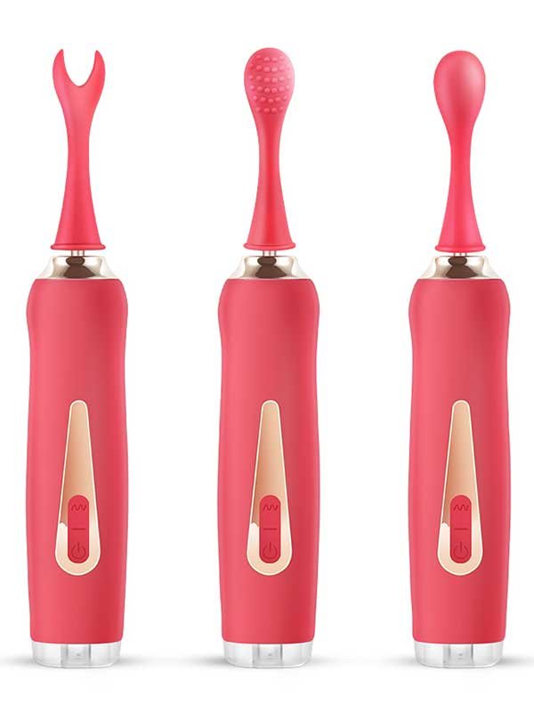 Üç Başlıklı Değiştirilebilir Vibratör Kırmızı 2