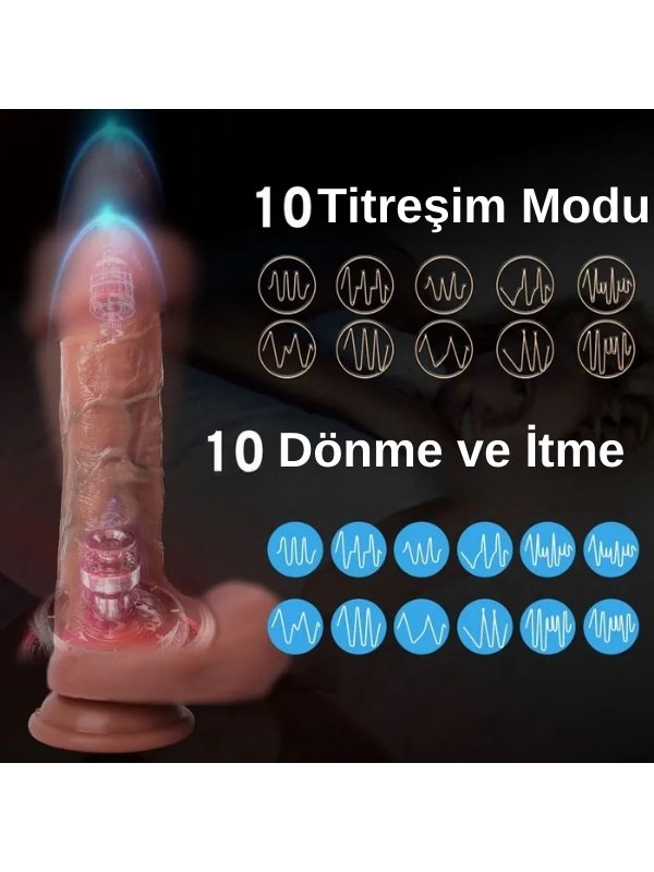 Ultra Realistik Isıtma İleri Geri ve Dönme Fonksiyonlu Gerçekçi Vibratör 3