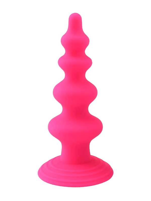 Vantuzlu Boğumlu Silikon Anal Plug Pembe 1