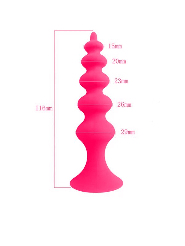 Vantuzlu Boğumlu Silikon Anal Plug Pembe 2