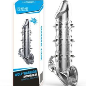 Wolf Warrior Crystal Şeffaf Dokulu Penis Kılıfı – Esnek TPE Malzeme, Gerçekçi His, 13.8 cm