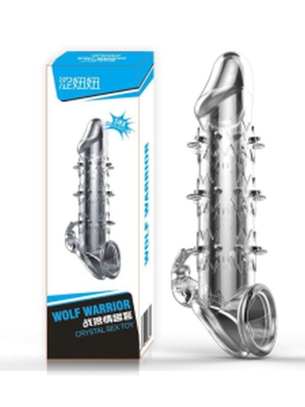 Wolf Warrior Crystal Şeffaf Dokulu Penis Kılıfı – Esnek TPE Malzeme, Gerçekçi His, 13.8 cm 1