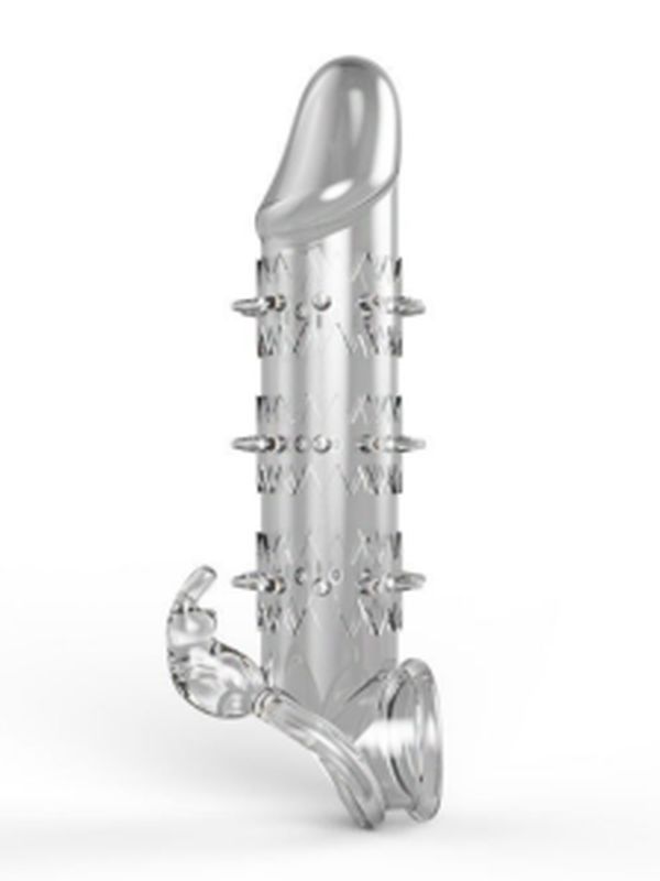 Wolf Warrior Crystal Şeffaf Dokulu Penis Kılıfı – Esnek TPE Malzeme, Gerçekçi His, 13.8 cm 2