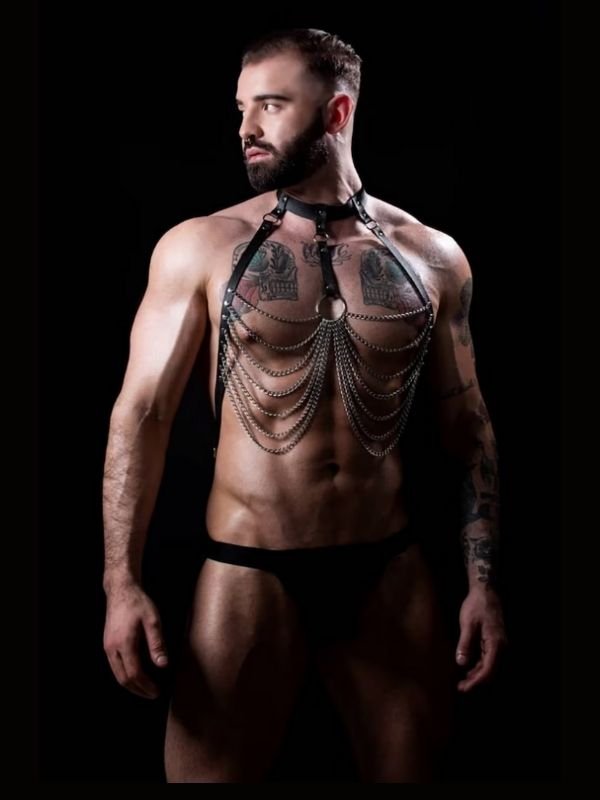 Zincir Detaylı Erkek Harness Model 4 1