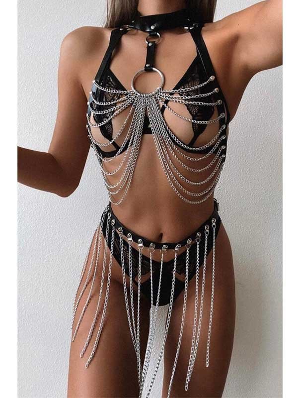 Zincirli Boyun Tasmalı Harness Set 1