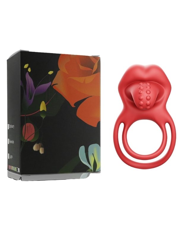Censan Kırmızı Dudak Dil Şeklinde Şarjlı Titreşimli Penis Halkası Kırmızı Dudak Dil Şeklinde Şarjlı Titreşimli Penis Halkası 1