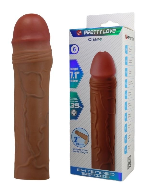 Pretty Love Chane Gerçek Hissiyatlı Uzatıcı Penis Kılıfı Brown 2