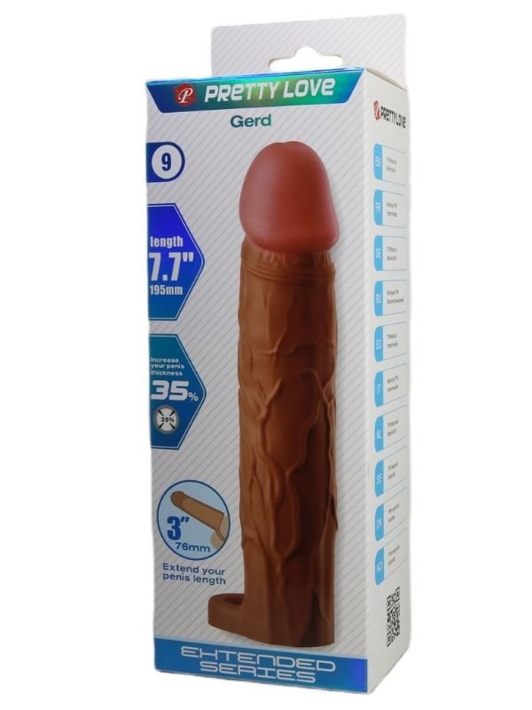 Pretty Love Gerd Gerçek Hissiyatlı Uzatıcı Penis Kılıfı Brown 1