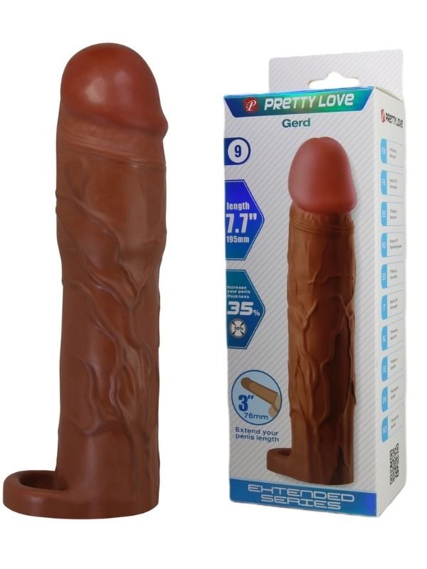 Pretty Love Gerd Gerçek Hissiyatlı Uzatıcı Penis Kılıfı Brown 2