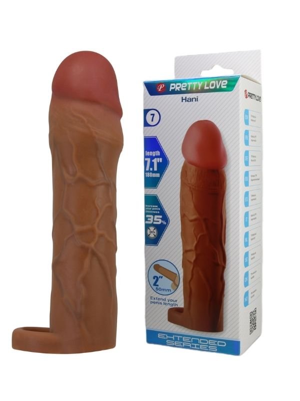 Pretty Love Hani Gerçek Hissiyatlı Uzatıcı Penis Kılıfı Brown 3