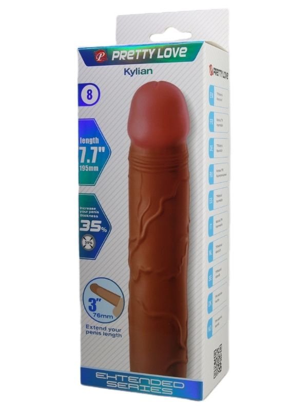 Pretty Love Kylian Gerçek Hissiyatlı Uzatıcı Penis Kılıfı Brown 1