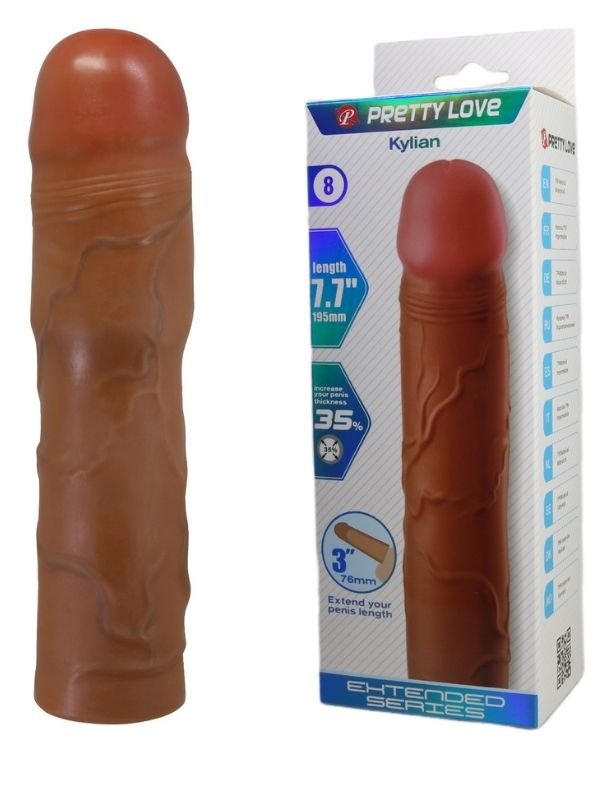 Pretty Love Kylian Gerçek Hissiyatlı Uzatıcı Penis Kılıfı Brown 2